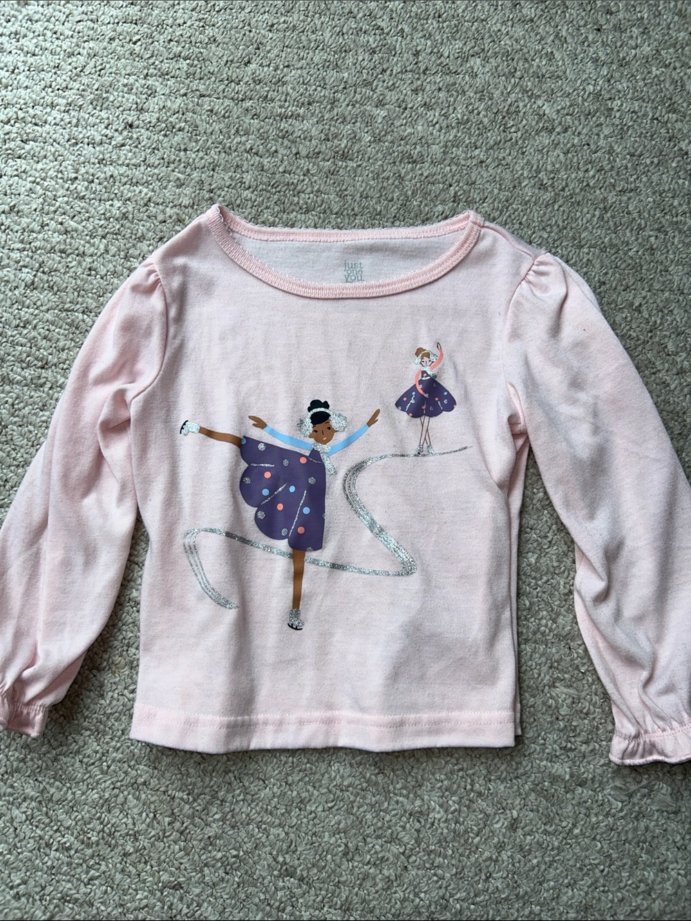Carter's Light Pink Long Sleeve Girls Tee with Ballerina Print